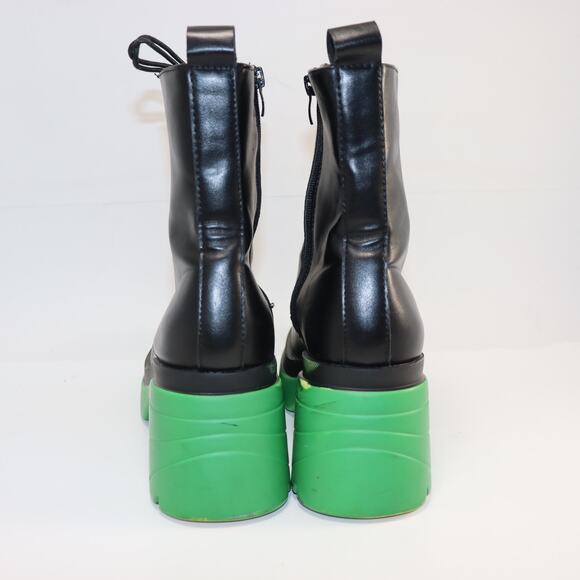Giovana Black Platform Combat Boots with Neon Green Soles – Size 39 - Picture 4 of 6